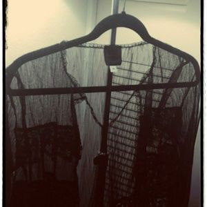 Black Lace Ruffle open blouse